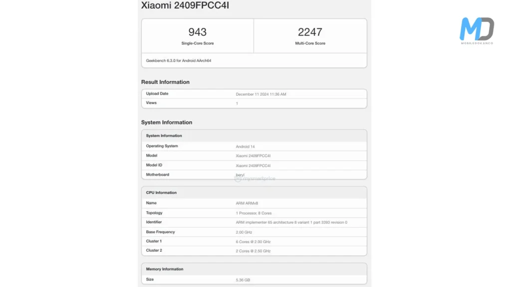 Poco X7 Neo Geekbench Listings